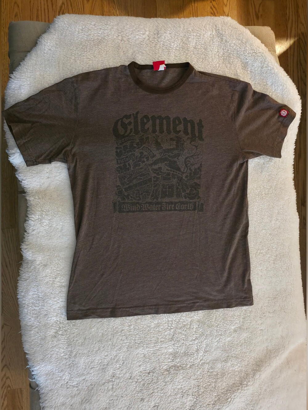 Element Skateboard Graphic Tee Brown Ringer Collar Mens Large Y2K